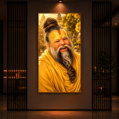 Shri Premanand Ji Maharaj Modern Luxury Backlight Vertical Wall Art