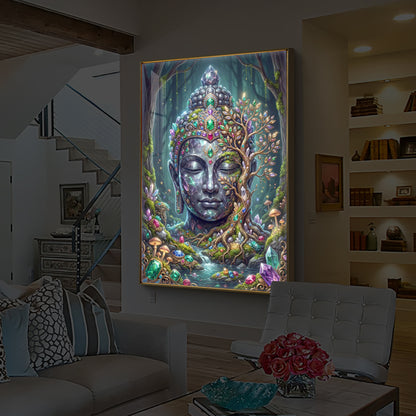 Lord Gautam Buddha Modern Luxury Backlight Vertical Wall Art