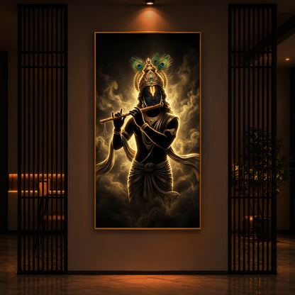 Krishna Modern Luxury Backlight Vertical Wall Art