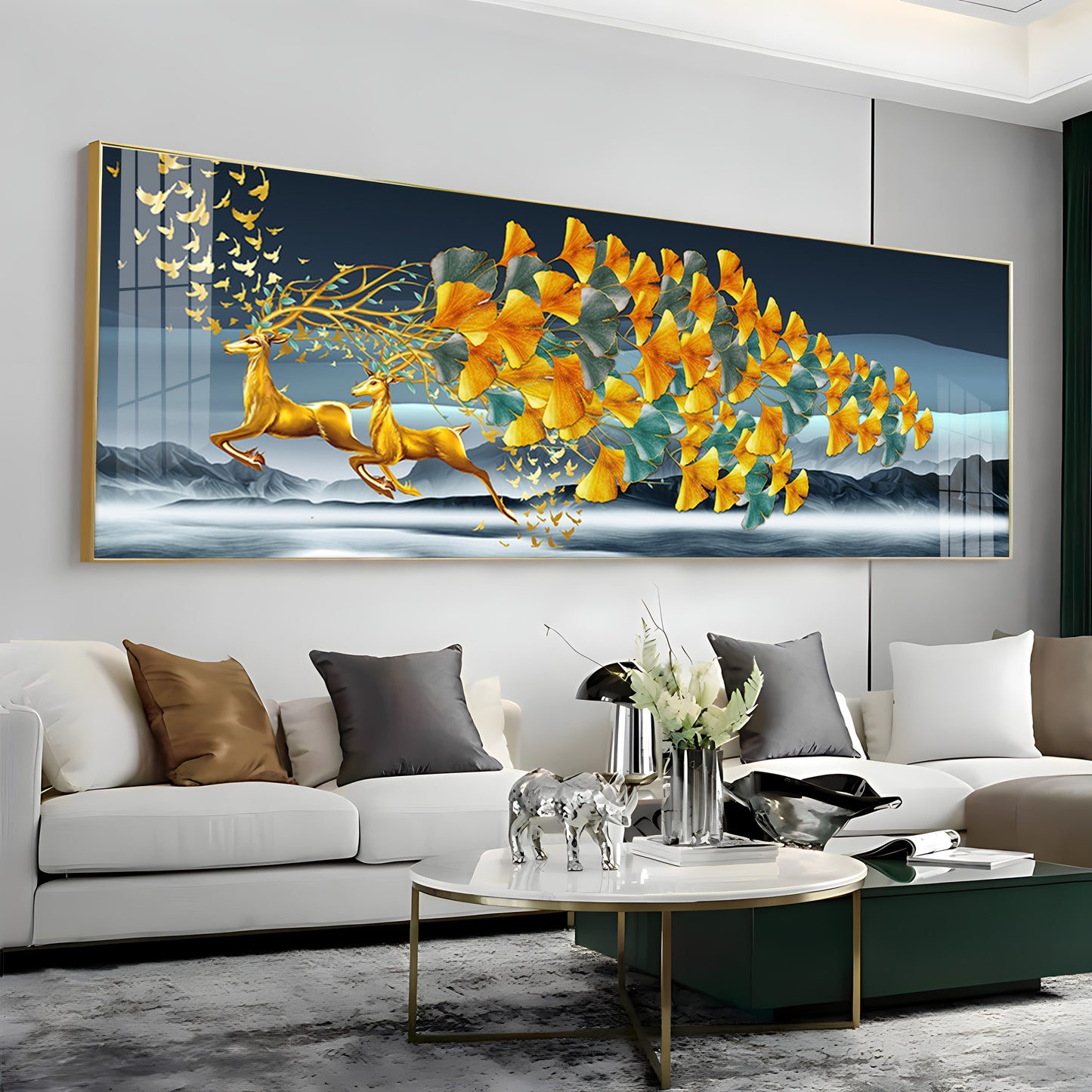 Deer Running Delight Premium Acrylic Horizontal Wall Art