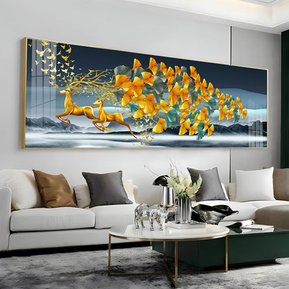 Deer Running Delight Premium Acrylic Horizontal Wall Art