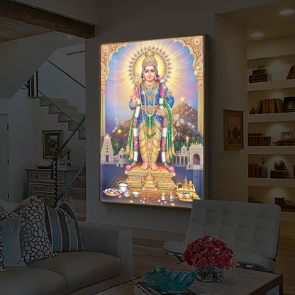 Lord Murugan Kartikeya Modern Luxury Backlight Vertical Wall Art
