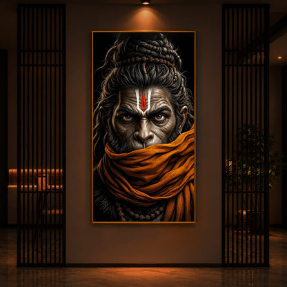 Ram Bhakt Hanuman Modern Luxury Backlight Vertical Wall Art