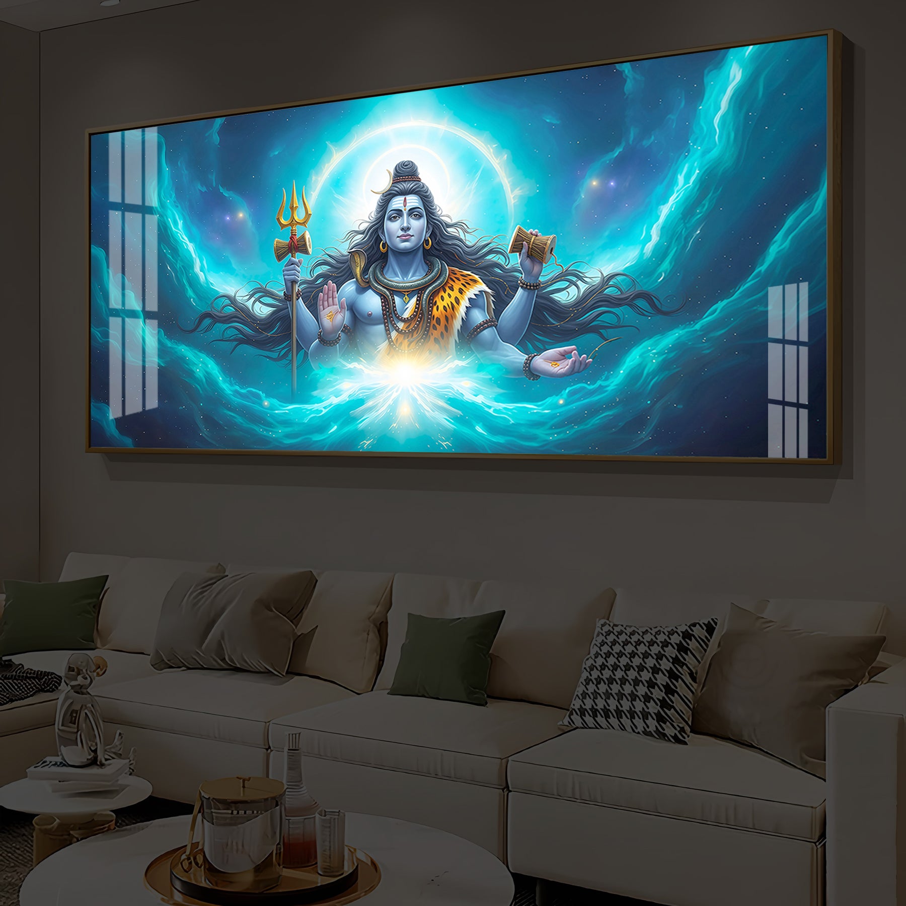 Cosmic Shiva Modern Luxury Backlight Horizontal Wall Art