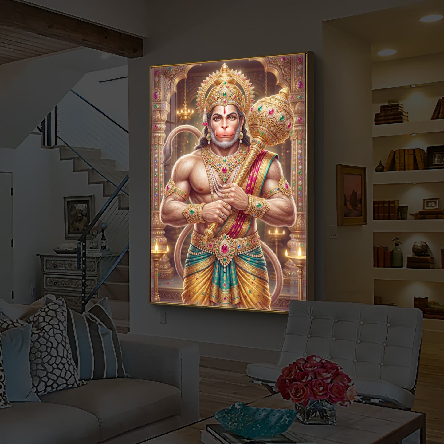 Jay Bajarangbali Modern Luxury Backlight Vertical Wall Art