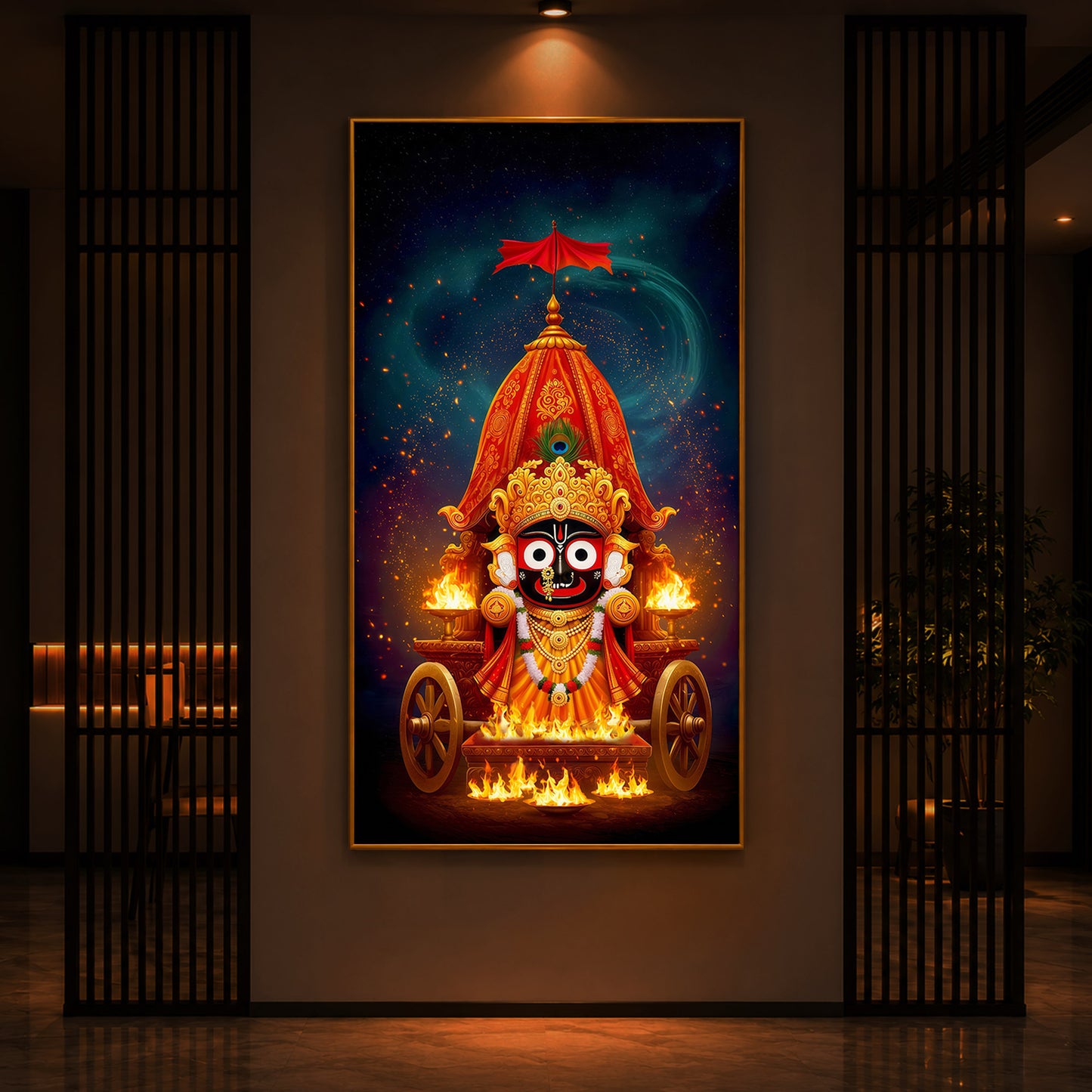 Jagannath Prabhu Modern Luxury Backlight Vertical Wall Art
