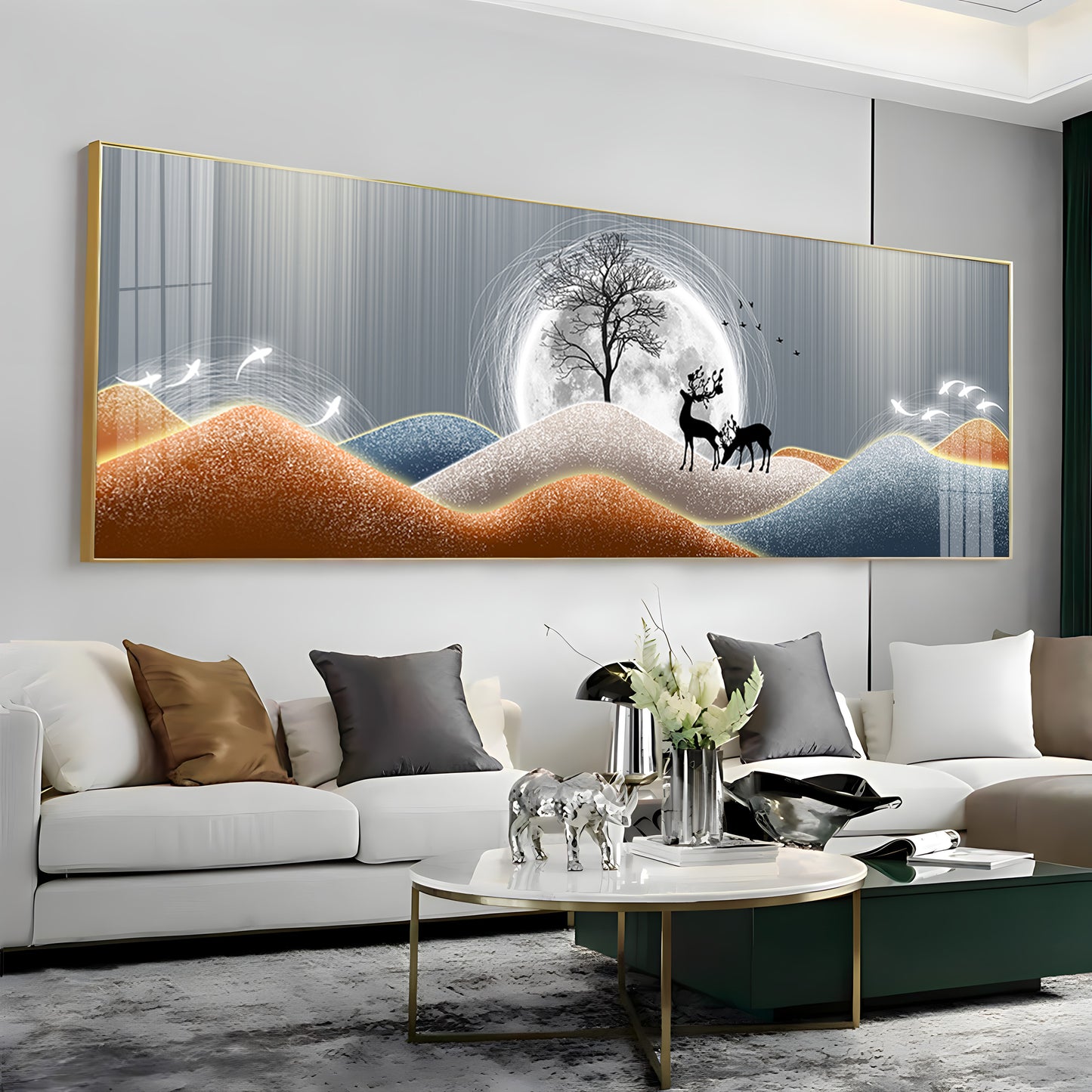 Deer & Tree Harmony Premium Acrylic Horizontal Wall Art