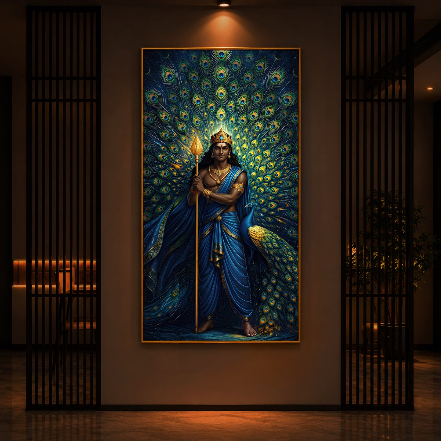 Murugan Bhagwan Ji Modern Luxury Backlight Vertical Wall Art
