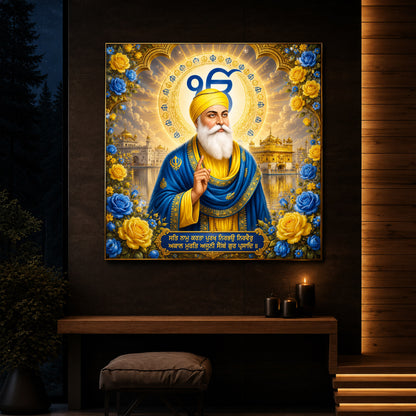 Guru Nanak Dev Ji Ek Onkar Modern Luxury Backlight Square Wall Art
