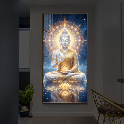 Blessings Of Buddha Modern Luxury Backlight Vertical Wall Art