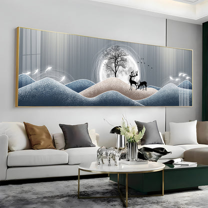 Black Deer In Night Premium Acrylic Horizontal Wall Art
