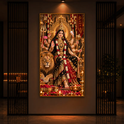 Maa Jagdamba Modern Luxury Backlight Vertical Wall Art