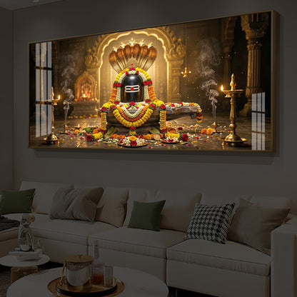 Mahadeva Shivling Modern Luxury Backlight Horizontal Wall Art