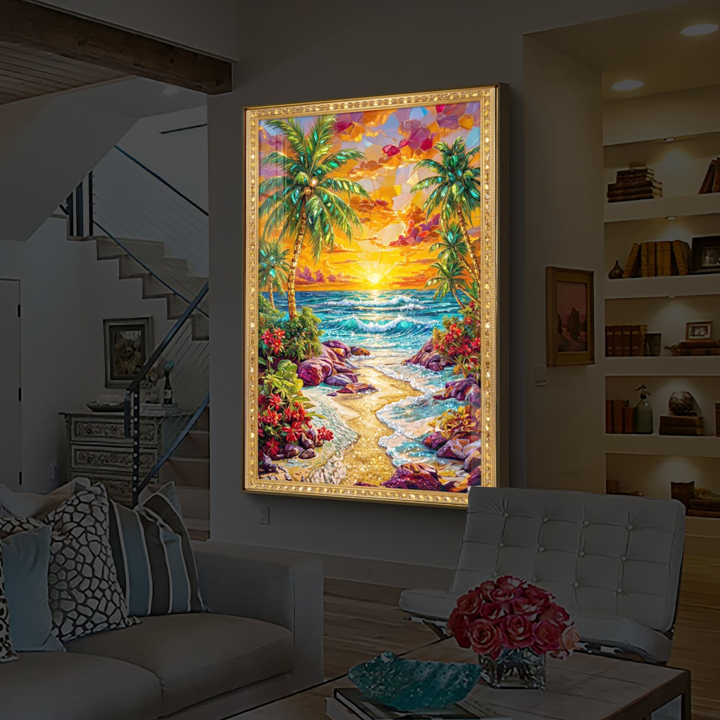 Coastal Bliss Modern Luxury Backlight Vertical Wall Art