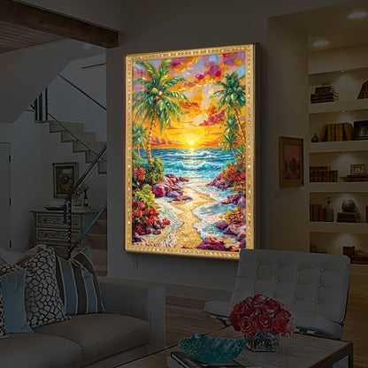 Coastal Bliss Modern Luxury Backlight Vertical Wall Art