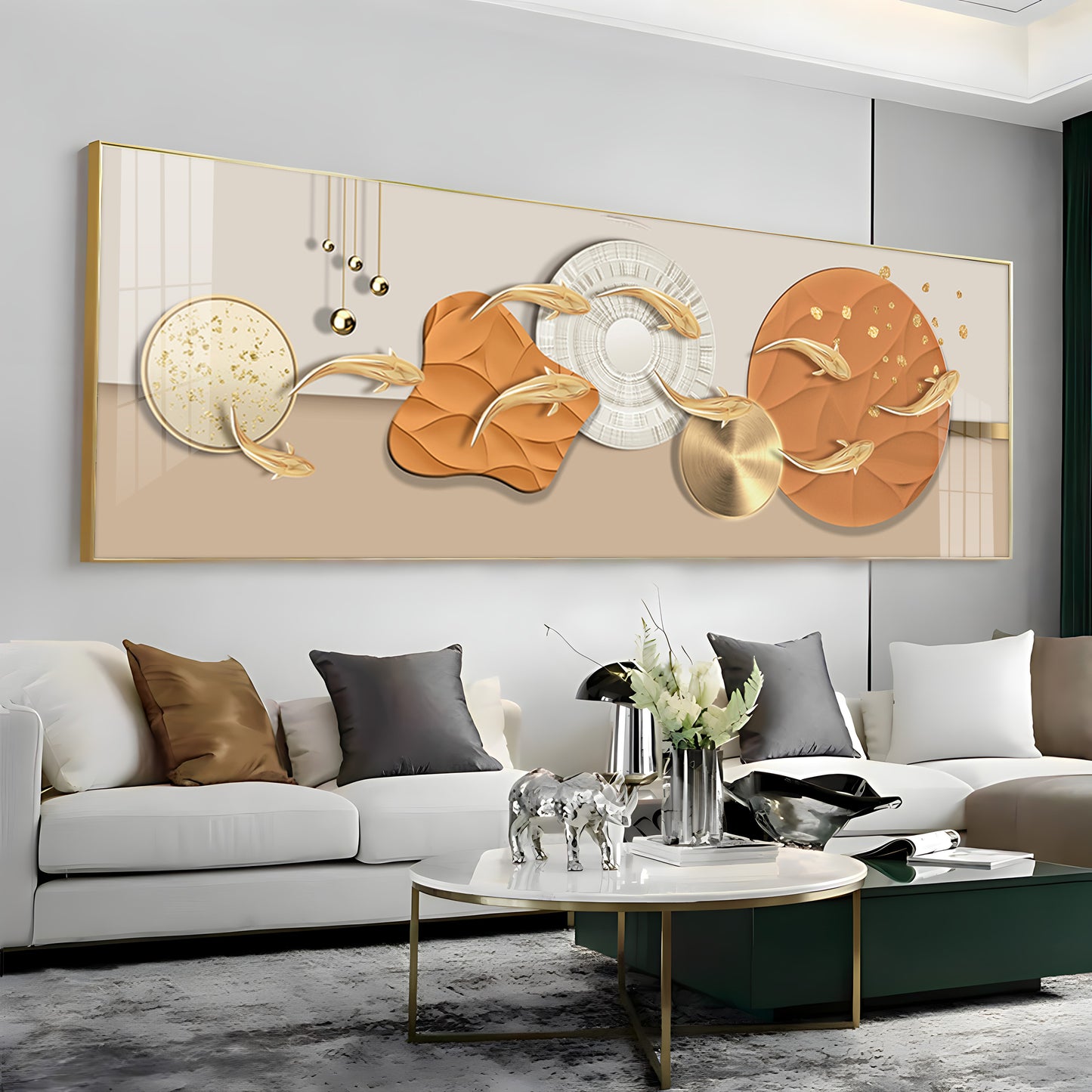 Radiant Gold Fish Premium Acrylic Horizontal Wall Art