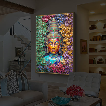 Buddha Colorful Modern Luxury Backlight Vertical Wall Art