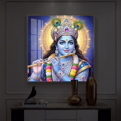 Jai Shree Krishna Modern Luxury Backlight Square Wall Art