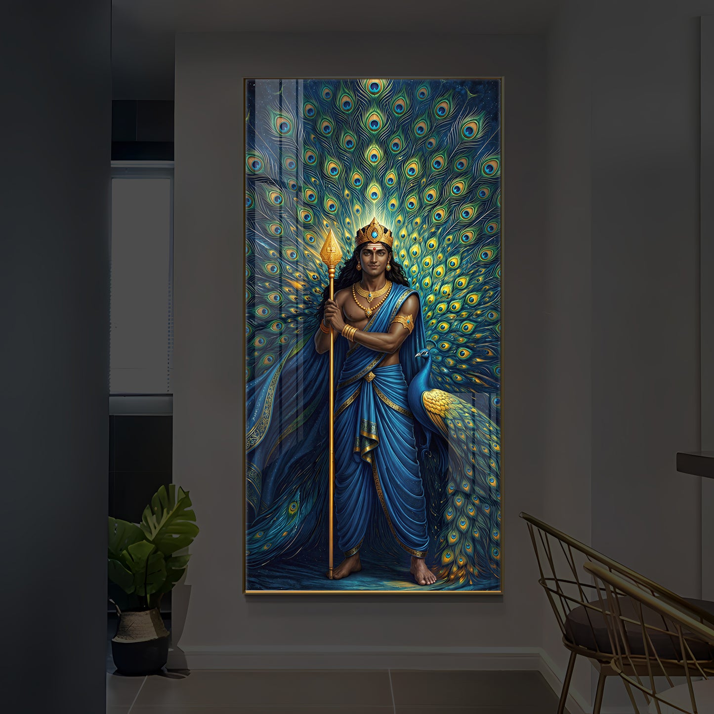 Murugan Bhagwan Ji Modern Luxury Backlight Vertical Wall Art