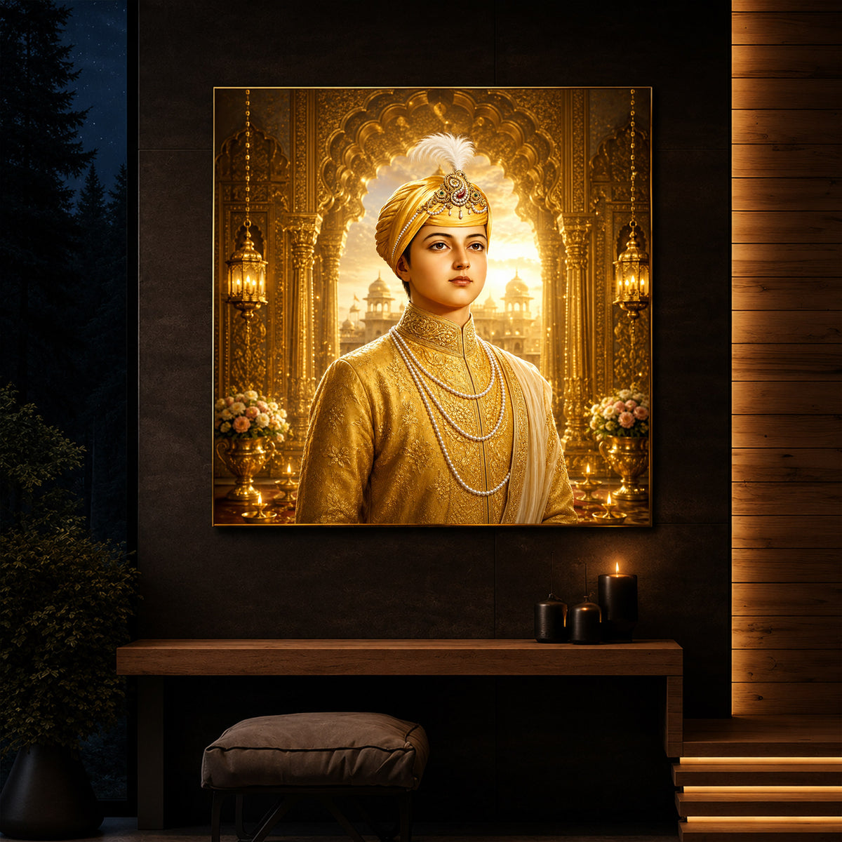Guru Har Krishan Ji Modern Luxury Backlight Square Wall Art