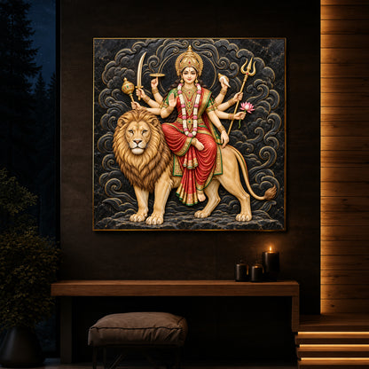 Goddess Durga Modern Luxury Backlight Square Wall Art