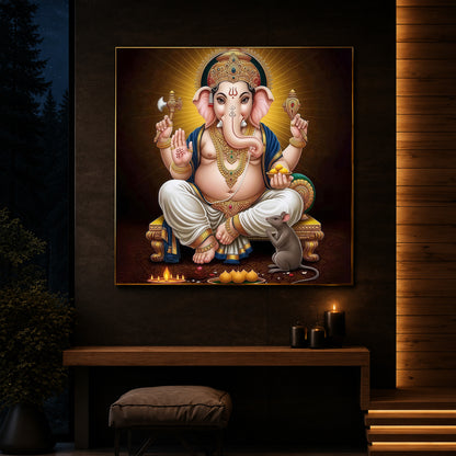 Shree Ganesh Modern Luxury Backlight Square Wall Art
