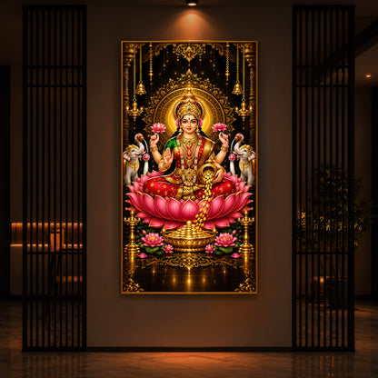 Goddess Lakshmi Modern Luxury Backlight Vertical Wall Art