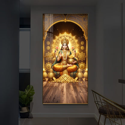 Goddess Lakshmi Maa Modern Luxury Backlight Vertical Wall Art