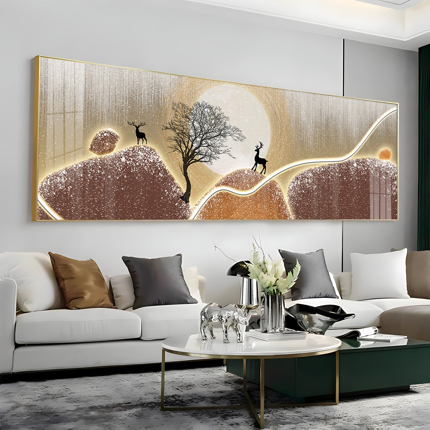 Serene Deer Scene Premium Acrylic Horizontal Wall Art