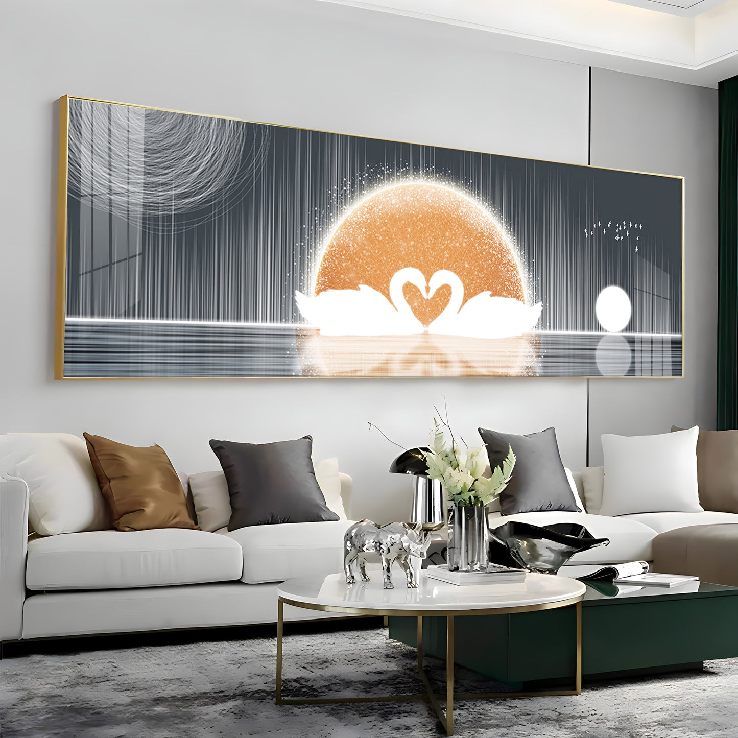 Serene Swanscape Premium Acrylic Horizontal Wall Art