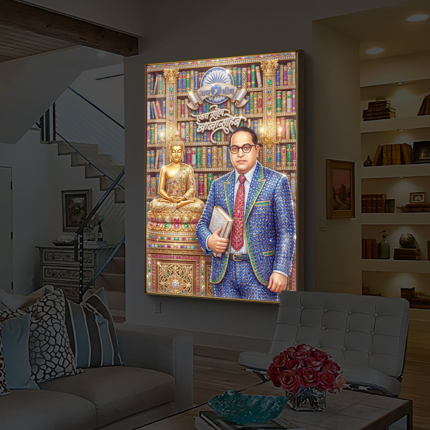 Dr. Bhimrao Ambedkar Ji Modern Luxury Backlight Vertical Wall Art