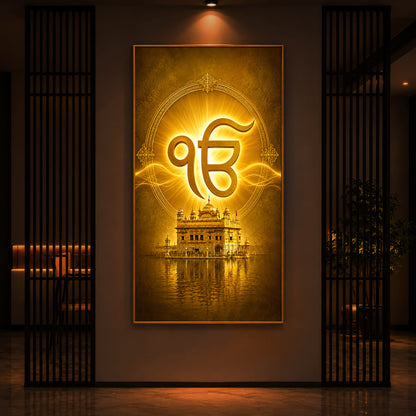 Ik Onkar Modern Luxury Backlight Vertical Wall Art