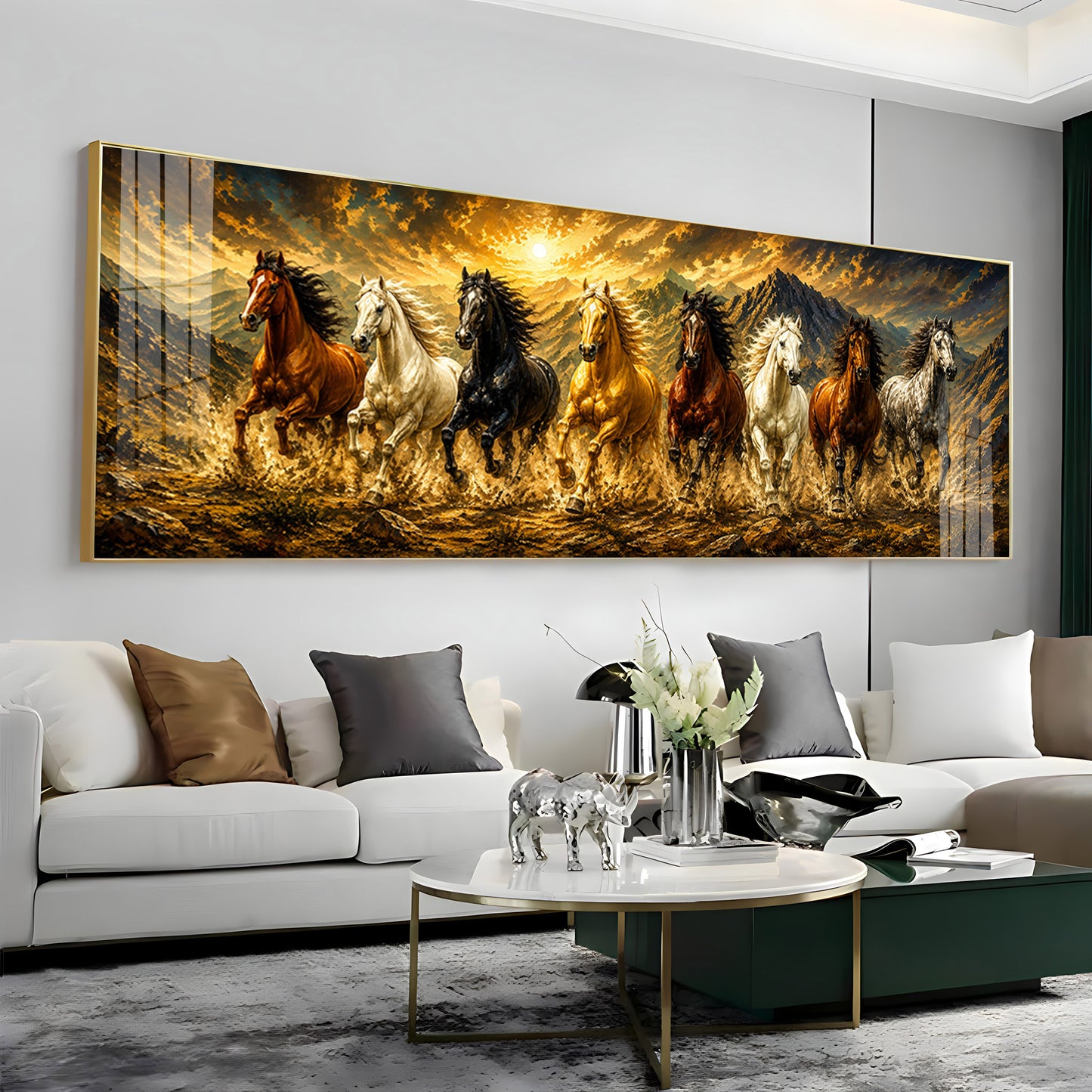 Eight Horses Mountains Premium Acrylic Horizontal Wall Art