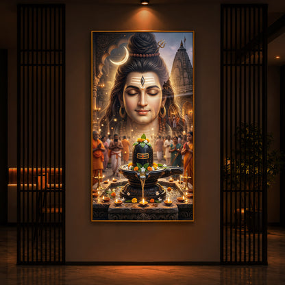 Lord Shiva Modern Luxury Backlight Vertical Wall Art