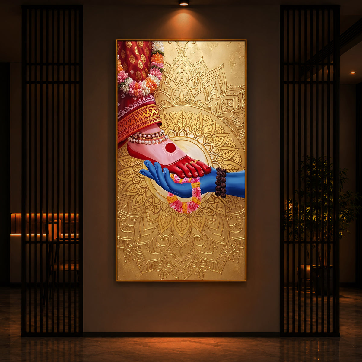 Shiv Shakti Modern Luxury Backlight Vertical Wall Art