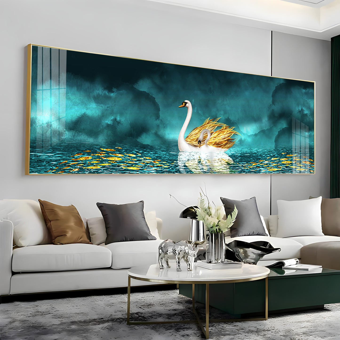 Serene Swan Drift Premium Acrylic Horizontal Wall Art