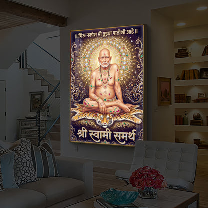 Shree Swami Samarth Modern Luxury Backlight Vertical Wall Art