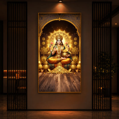 Goddess Lakshmi Maa Modern Luxury Backlight Vertical Wall Art