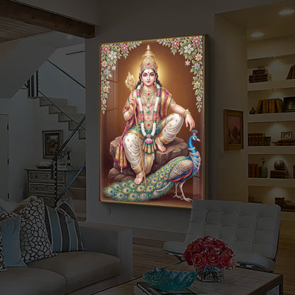 Lord kartikeya Ji Modern Luxury Backlight Vertical Wall Art