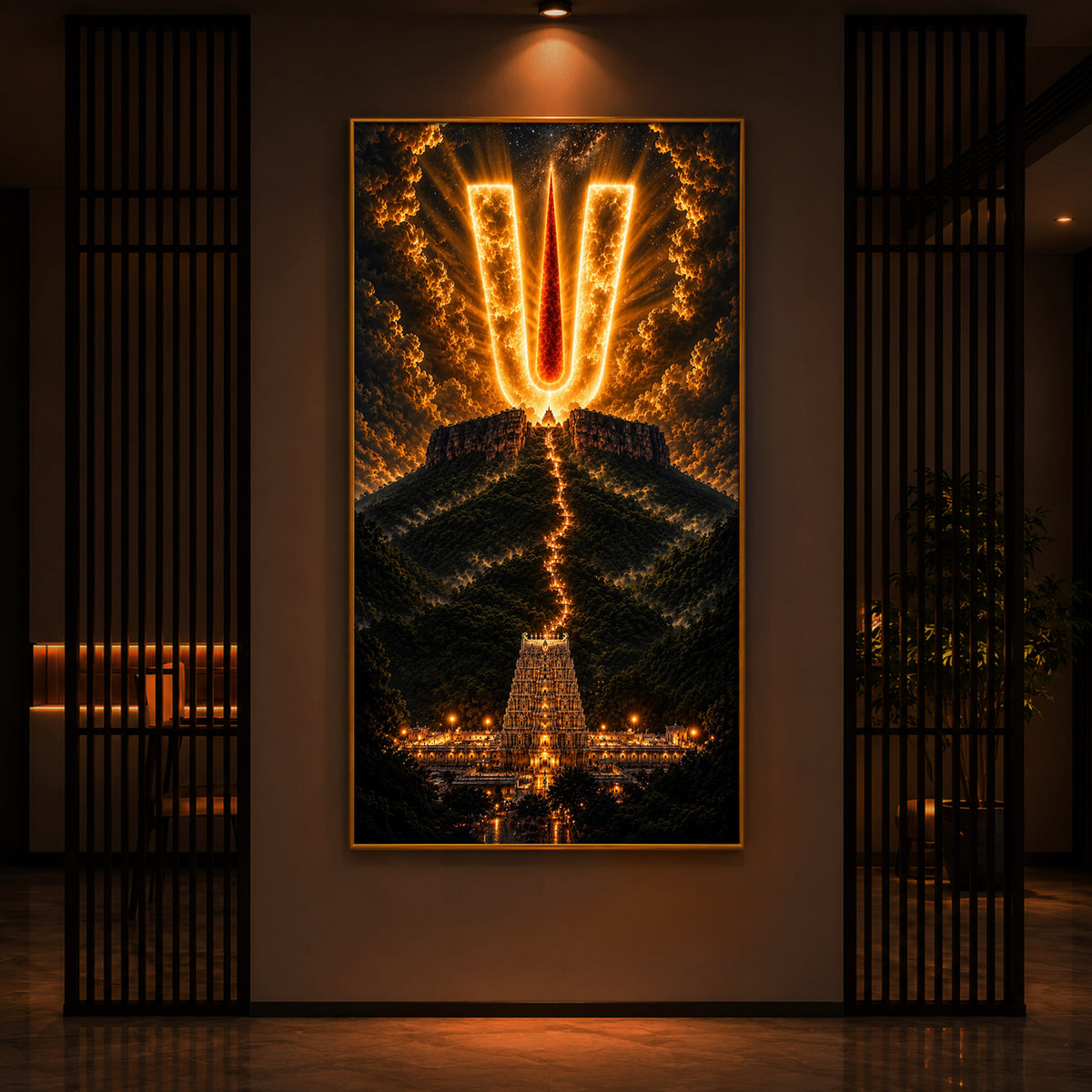 Spiritual Balaji Tilak Modern Luxury Backlight Vertical Wall Art
