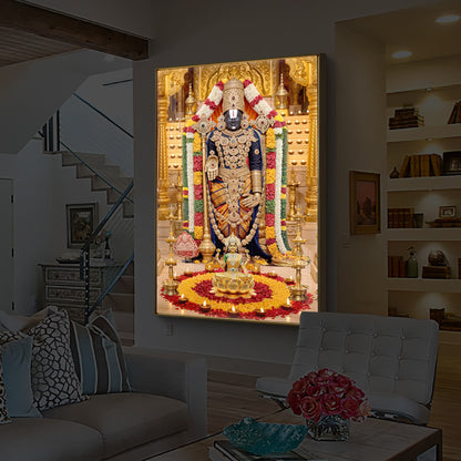 Tirupati Balaji Modern Luxury Backlight Vertical Wall Art
