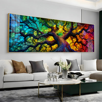 Colorful Mosaic Tree Premium Acrylic Horizontal Wall Art