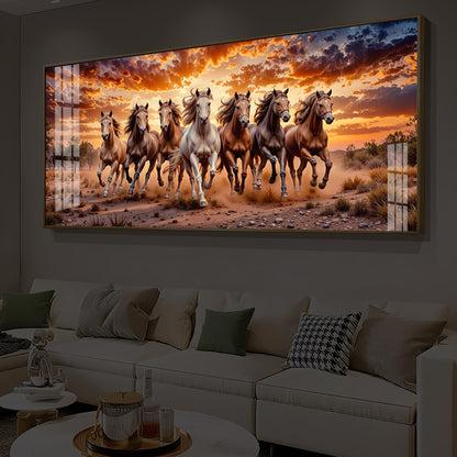 Herd Of Wild Horses Galloping Modern Luxury Backlight Horizontal Wall Art