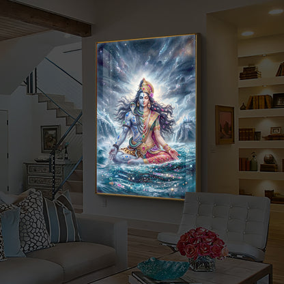 Ardhanarishvara Modern Luxury Backlight Vertical Wall Art