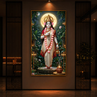 Maa Brahmacharini Modern Luxury Backlight Vertical Wall Art