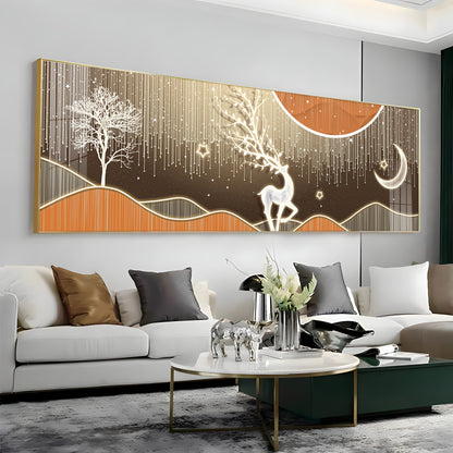 Deer In Serene Snowy Sentinel Premium Acrylic Horizontal Wall Art