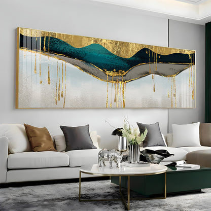 Golden Geomorphic Abstract Premium Acrylic Horizontal Wall Art