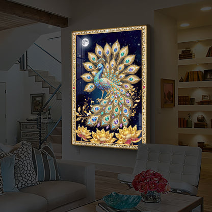 Majestic Vastu Peacock Modern Luxury Backlight Vertical Wall Art