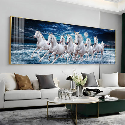 High-Quality Vastu Seven Running Horse Premium Acrylic Horizontal Wall Art