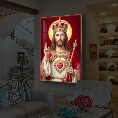 Holy God Christ The King Jesus Modern Luxury Backlight Vertical Wall Art